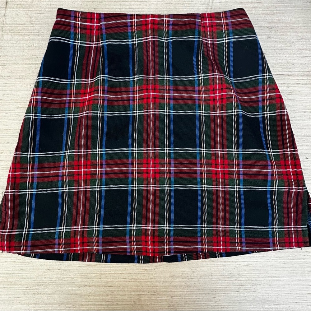 Vintage Y2K Red Blue Plaid A-Line Mini Skirt Gothcore Casual Workwear Womens